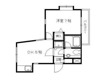 フォーブル花ノ坊(1DK/2階)の間取り写真