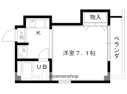 紫野上柏野町マンション(1K/1階)の間取り写真