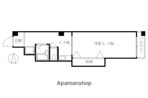 ラピス四条(1K/3階)の間取り写真