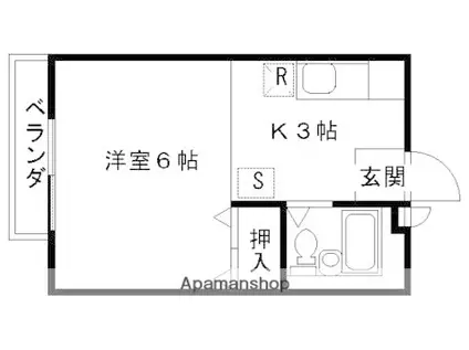 ユアセキザン(1K/2階)の間取り写真