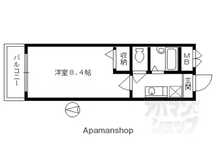 ビクトワール二条(1K/4階)の間取り写真