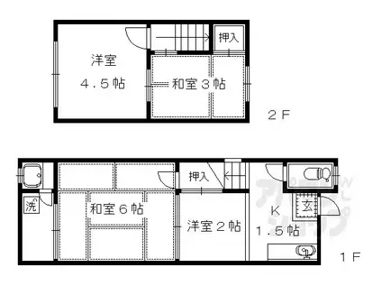 叡山電鉄 岩倉駅(京都) 徒歩16分 2階建 築43年(3DK)の間取り写真