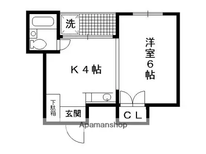 新大宮ハイツ(1K/4階)の間取り写真