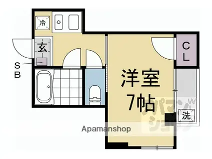 ヴィラ六基(1K/3階)の間取り写真