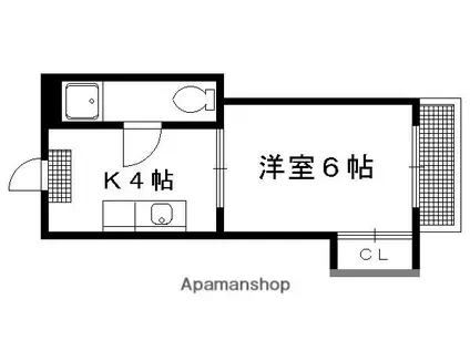 銀閣寺ハウス(1K/3階)の間取り写真