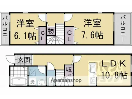 銀閣寺麓庵(2LDK/1階)の間取り写真