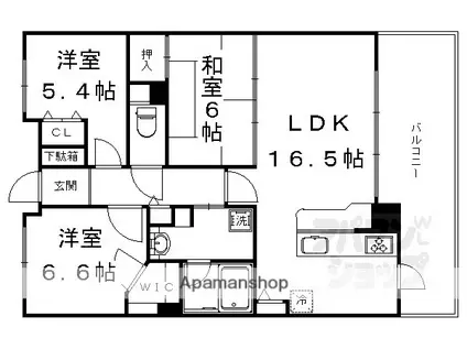 パデシオン丸太町(3LDK/4階)の間取り写真