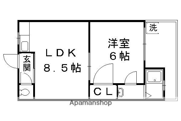 ニュー北山(1LDK/1階)の間取り写真