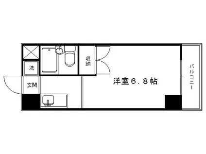 グランディール舟田(1K/3階)の間取り写真