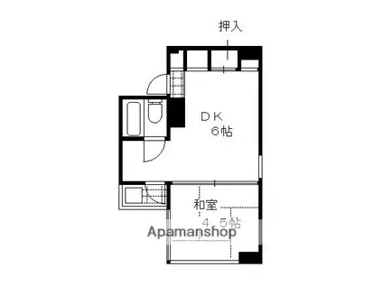 衣棚66番館(1DK/2階)の間取り写真