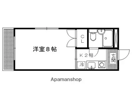 プロムナード宝ヶ池(1K/1階)の間取り写真
