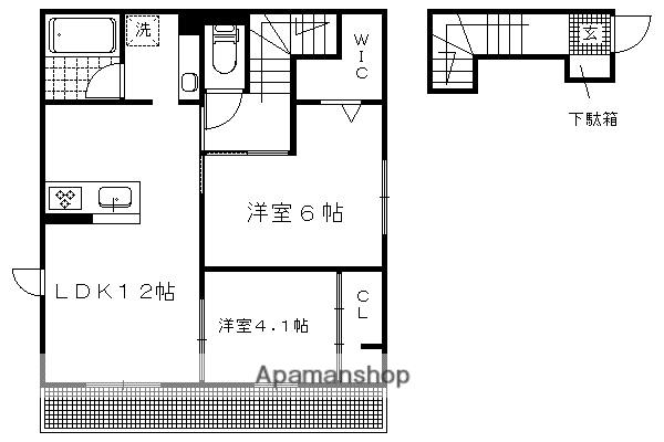 グレースコート長谷(2LDK/2階)の間取り写真