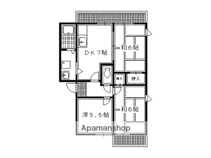 ジュネローザ宝ヶ池(3DK/2階)の間取り写真