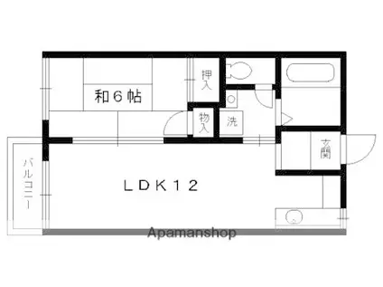 プラムハウス西賀茂(1LDK/2階)の間取り写真