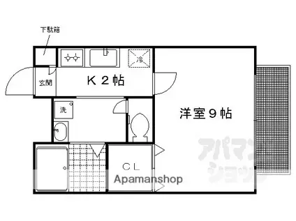 アムール一乗寺(1K/1階)の間取り写真