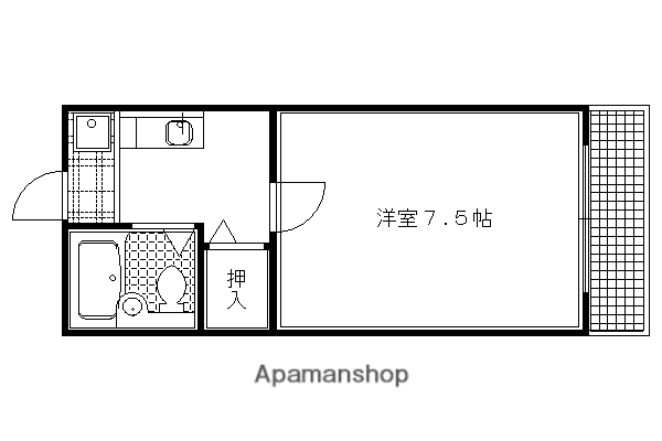 ヴィレッジハウス(1K/2階)の間取り写真