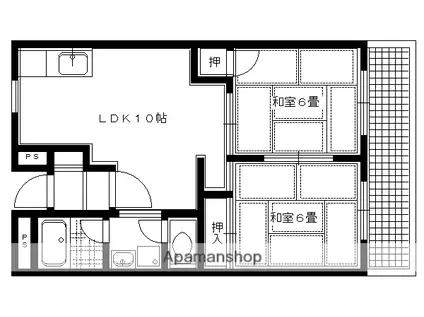 フラット北白川(2LDK/3階)の間取り写真
