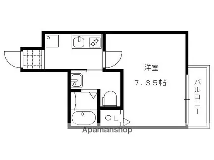 フラッティ大徳寺南(1K/3階)の間取り写真