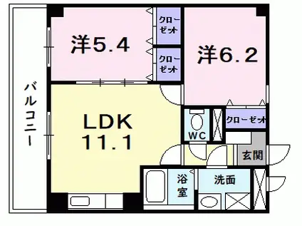 エルソレイユ(2LDK/3階)の間取り写真
