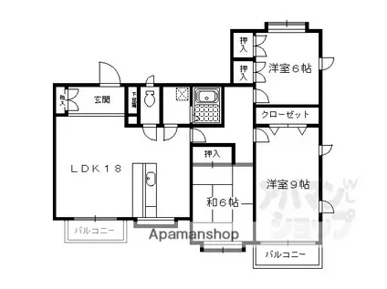ヴィラ比叡(3LDK/2階)の間取り写真