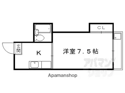 紫竹ドミール(1K/1階)の間取り写真