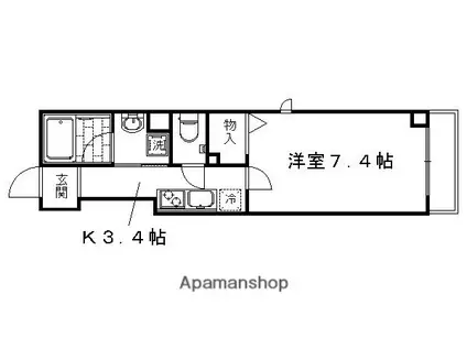 エルミタージュ 二条聚楽(1K/1階)の間取り写真