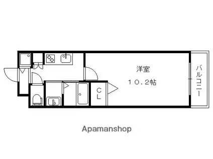 アドバンス京都北大路レフィナード(1K/2階)の間取り写真