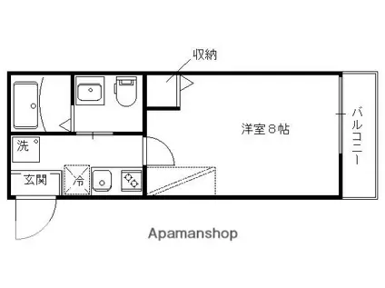 フラッティ千本下長者町(1K/3階)の間取り写真