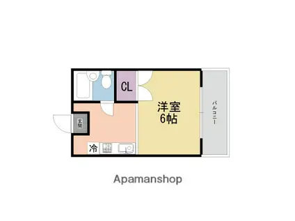 衣笠コーポ梛(1K/2階)の間取り写真