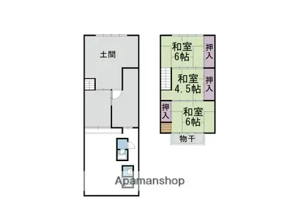 京福北野線 等持院・立命館大学衣笠キャンパス前駅 徒歩5分 2階建 築61年(4SDK)の間取り写真