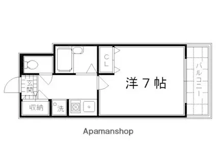 ピラーズ御所西(1K/2階)の間取り写真