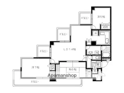 ルモン紫野(3LDK/9階)の間取り写真