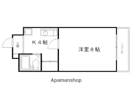 グリーンパレス衣笠(1K/2階)の間取り写真
