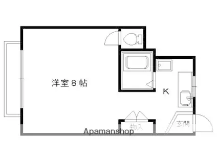 シャトー北野(1K/1階)の間取り写真