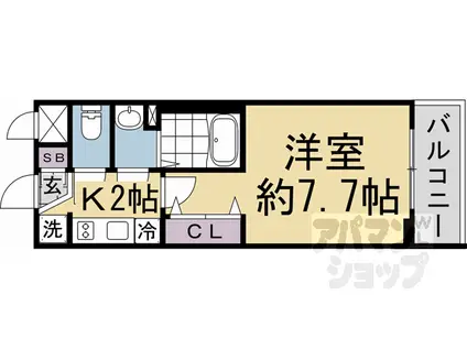 ファステート京都西陣エール(1K/2階)の間取り写真