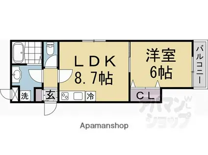 FELIMO 京都西陣(1LDK/1階)の間取り写真