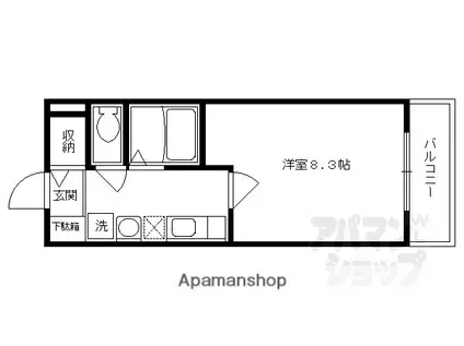 シティコート丸太町(1K/1階)の間取り写真