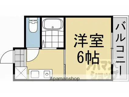 ラ・フォンテ御所西(1K/2階)の間取り写真