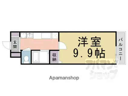 御所南100(1K/1階)の間取り写真