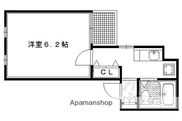 DETOM-1烏丸鞍馬口II(1K/2階)の間取り写真