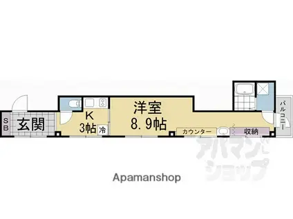 JIN上京仁和(1K/3階)の間取り写真