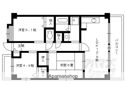 カステッロ北山(3LDK/3階)の間取り写真