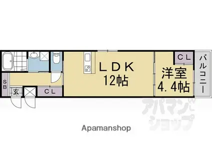 シエルコート紫竹(1LDK/2階)の間取り写真