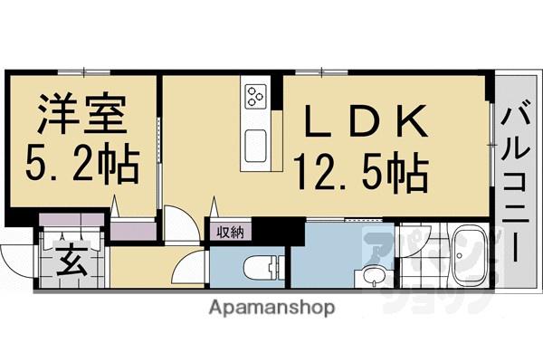 ヴェスプッチ二条城(1LDK/2階)の間取り写真