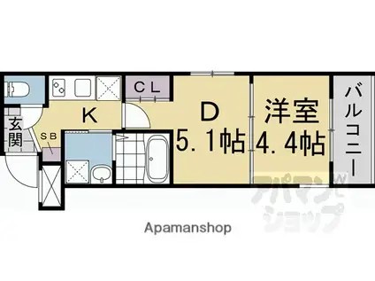 シエルコート大宮(2K/2階)の間取り写真