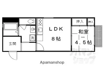 グリーンヴェール大徳寺(1LDK/2階)の間取り写真