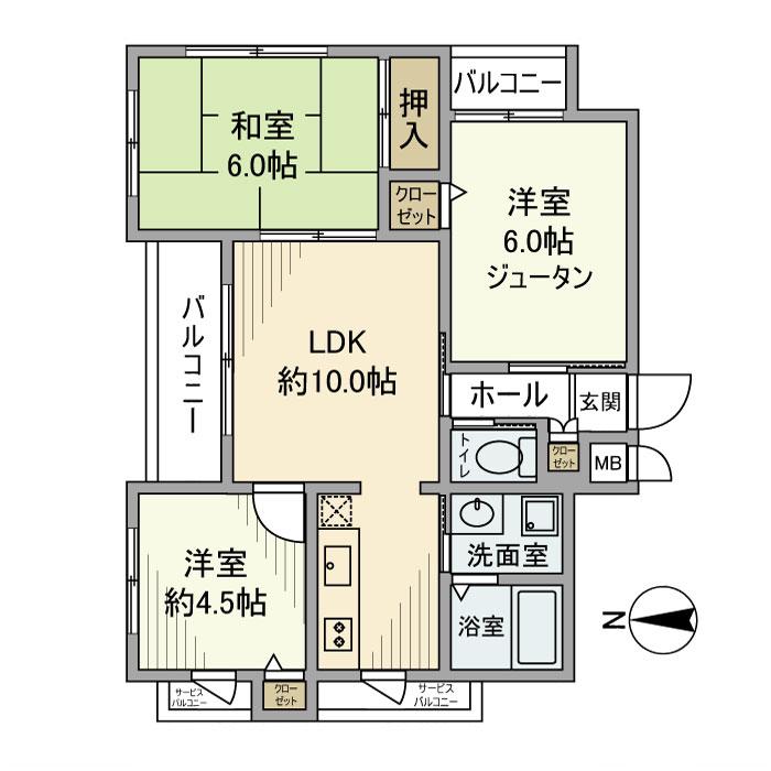 シンフォニー宝ヶ池(3LDK/3階)の間取り写真