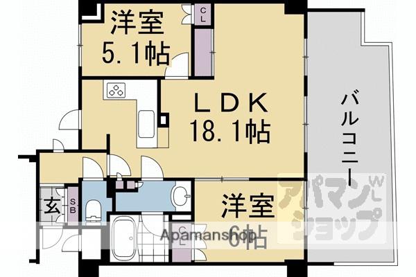 ザ・京都レジデンス御所西乾御門(3LDK/1階)の間取り写真