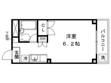パール新大宮(1K/3階)の間取り写真
