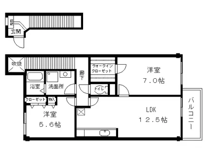 アザレアスクエア(2LDK/2階)の間取り写真